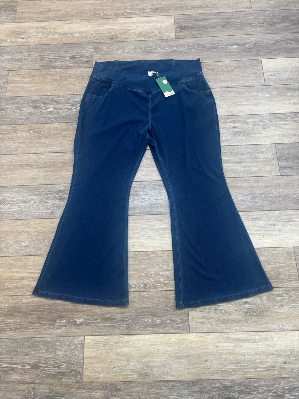 Halara Flex High Waisted Crossover Jeans Sz 4X Flare Pull On Stretch Comfy NWT